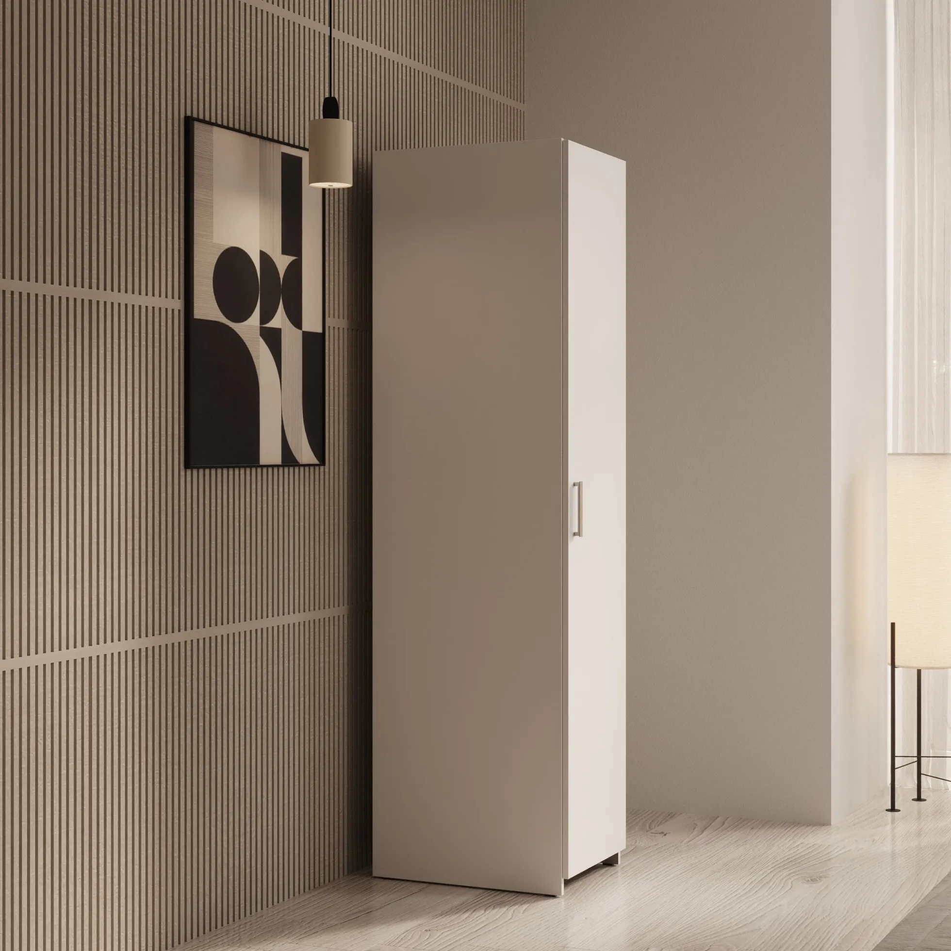 Elario - Kledingkast 1 deurs - Wit - 40x54x191 cm