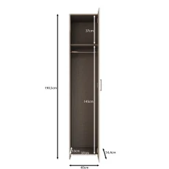 Elario - Kledingkast 1 deurs - Wit - 40x54x191 cm