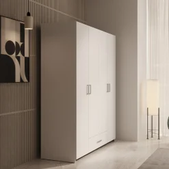 Elario - Kledingkast 4 deurs - Wit - 159x54x191 cm
