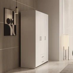Elario - Kledingkast 3 deurs - Wit - 119x54x191 cm