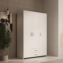 Elario - Kledingkast 3 deurs - Wit - 119x54x191 cm