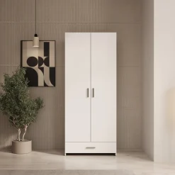 Elario - Kledingkast met 2 deuren - Wit - 80x54x191 cm