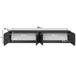 Elora - TV-Meubel met 4 deuren - Grijs eiken - 200 cm