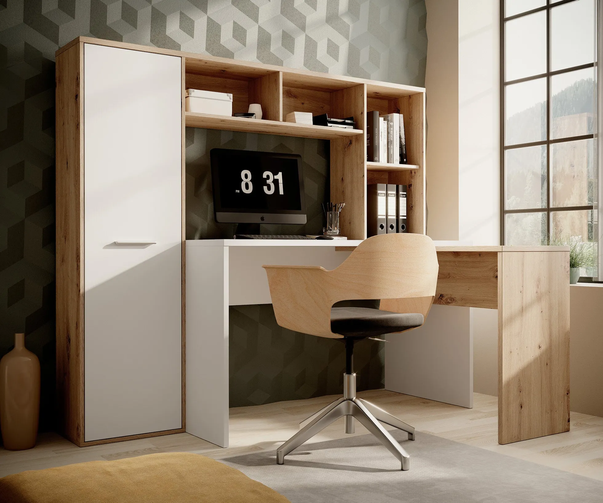 Elze - Bureau - Eiken/wit - 173x117 cm