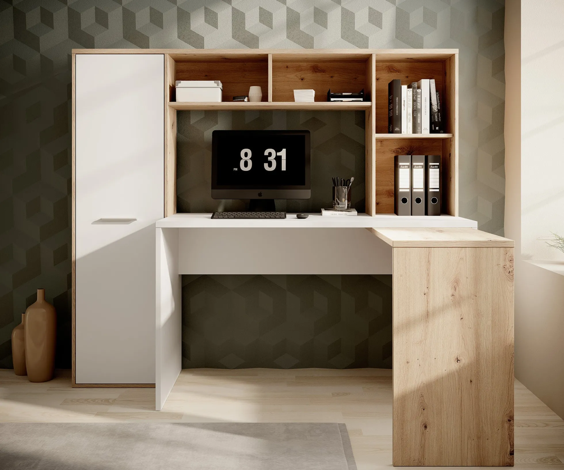 Elze - Bureau - Eiken/wit - 173x117 cm