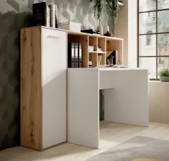 Elze - Bureau - Eiken/wit - 158x66 cm