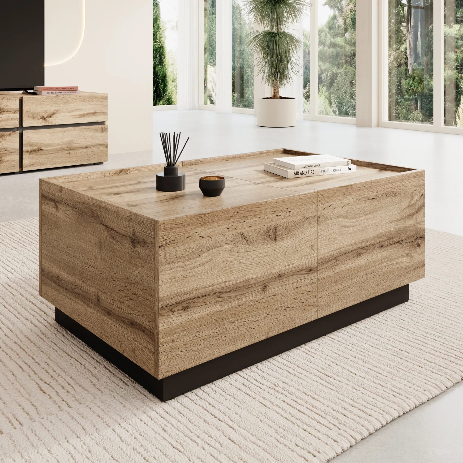 Emino - Salontafel - Eikenpatroon - 90x58x38 cm