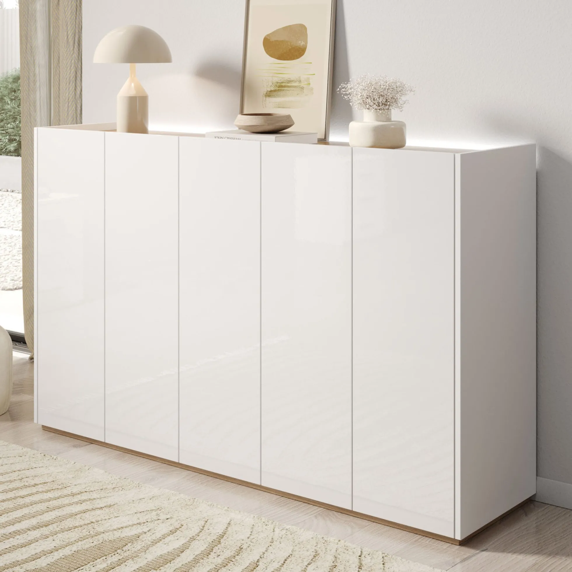 Encore - Schoenenkast met 9 vakken - Wit - 156x40x95xm