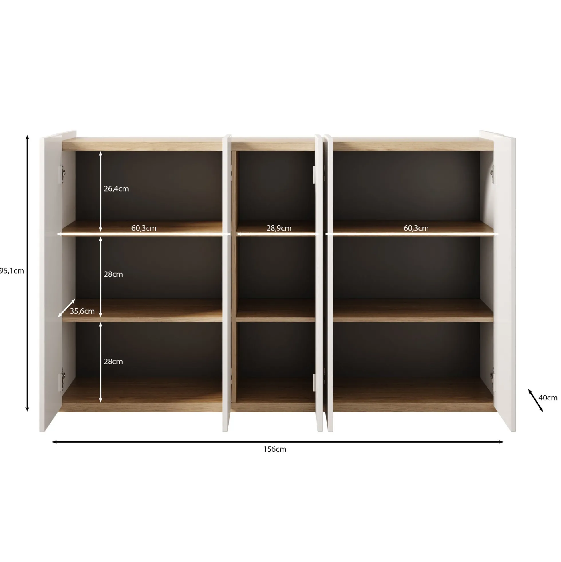 Encore - Schoenenkast met 9 vakken - Wit - 156x40x95xm