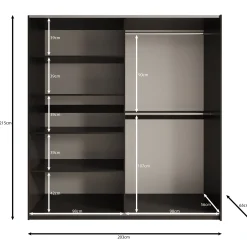 Enso - Kledingkast met schuifdeuren - Beige/Zwart - 203x65x215 cm