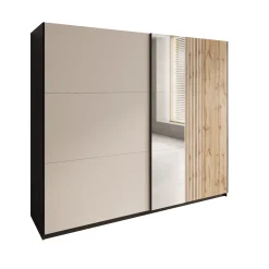 Enso - Kledingkast met schuifdeuren - Beige/Zwart - 250x65x215 cm