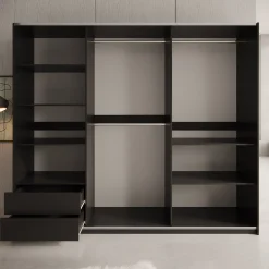 Enso - Kledingkast met schuifdeuren - Beige/Zwart - 250x65x215 cm
