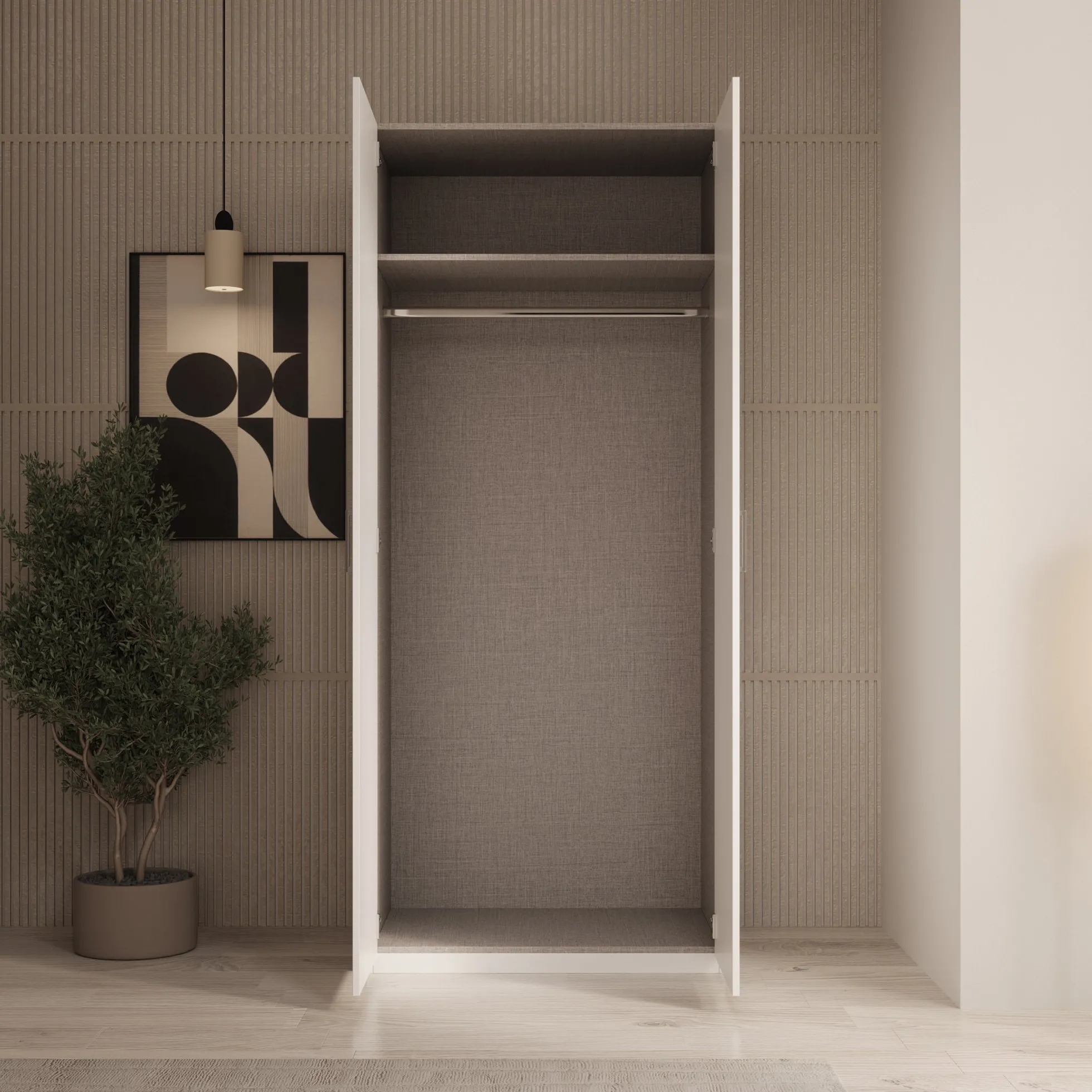 Enzio - Kledingkast 2 deurs - Wit - 90x54x211 cm
