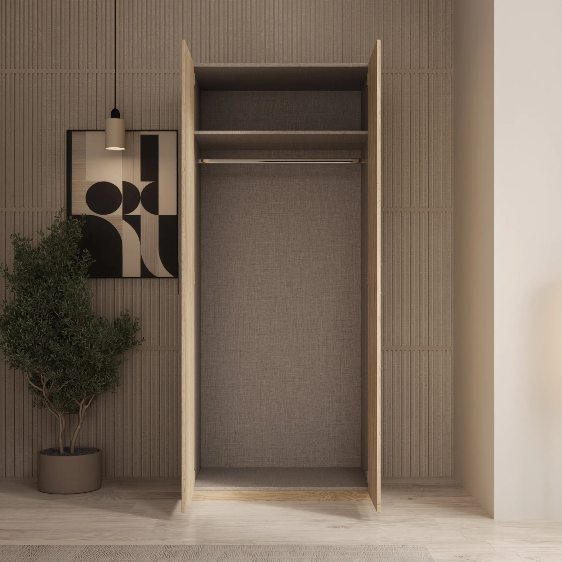Enzio - Kledingkast 2 deurs - Eikenpatroon - 90x54x211 cm