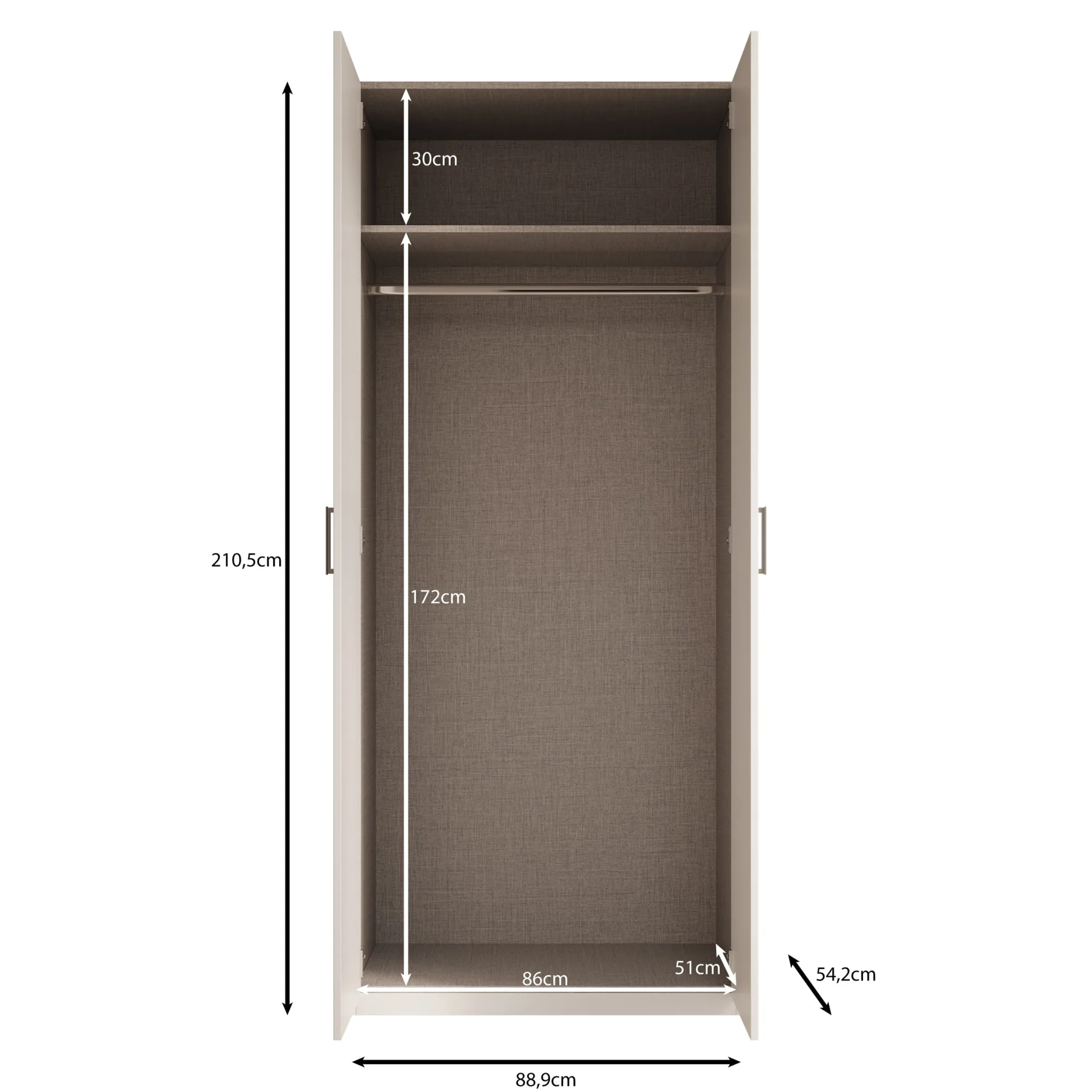 Enzio - Kledingkast 2 deurs - Eikenpatroon - 90x54x211 cm