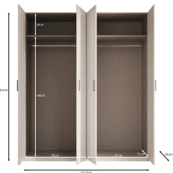 Enzio - Kledingkast 4 deurs - Wit - 178x54x211 cm