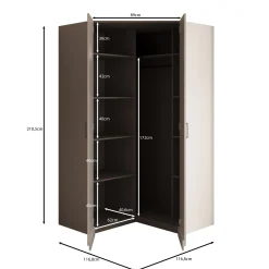 Enzio - Kledingkast hoek - Eikenpatroon - 117x117x211 cm