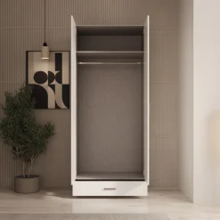 Enzio - Kledingkast met 2 deuren - Wit - 90x54x211 cm