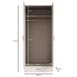 Enzio - Kledingkast met 2 deuren - Eikenpatroon - 90x54x211 cm
