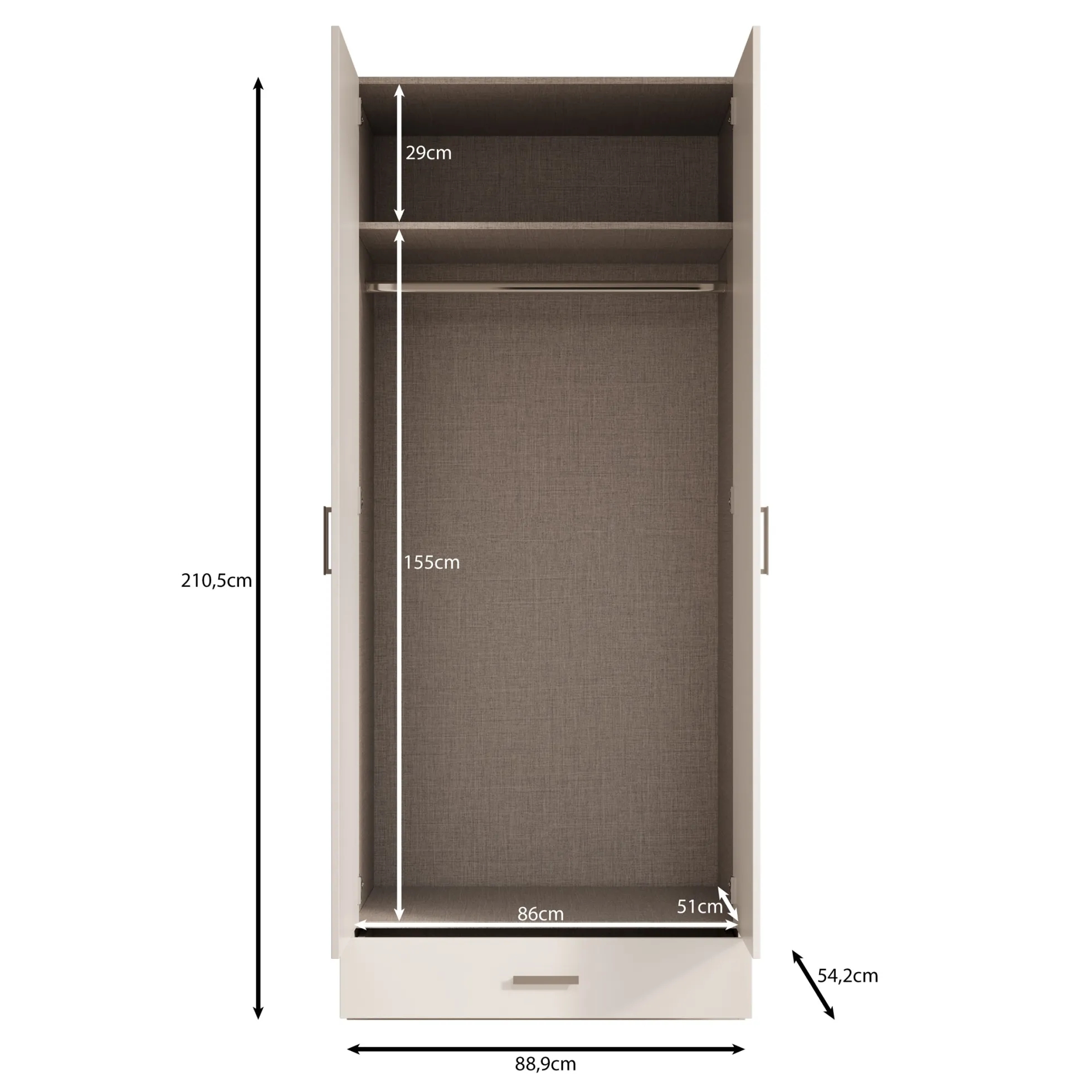 Enzio - Kledingkast met 2 deuren - Eikenpatroon - 90x54x211 cm
