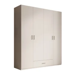 Enzio - Kledingkast met 4 deuren - Wit - 178x54x211 cm