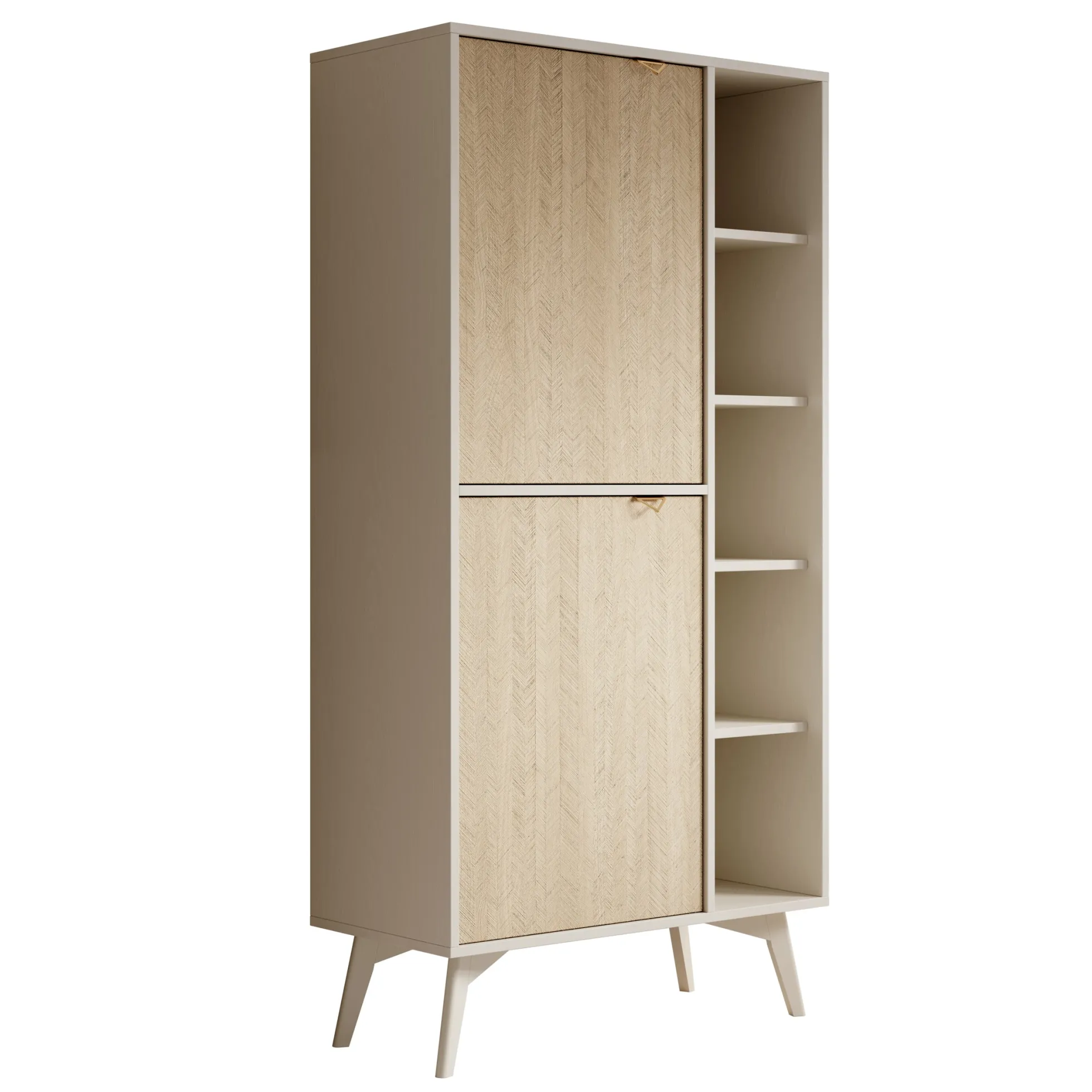 Essence - Boekenkast - Beige/Licht eiken - 80x38x160 cm
