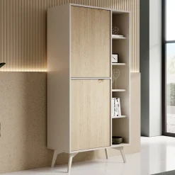 Essence - Boekenkast - Beige/Licht eiken - 80x38x160 cm