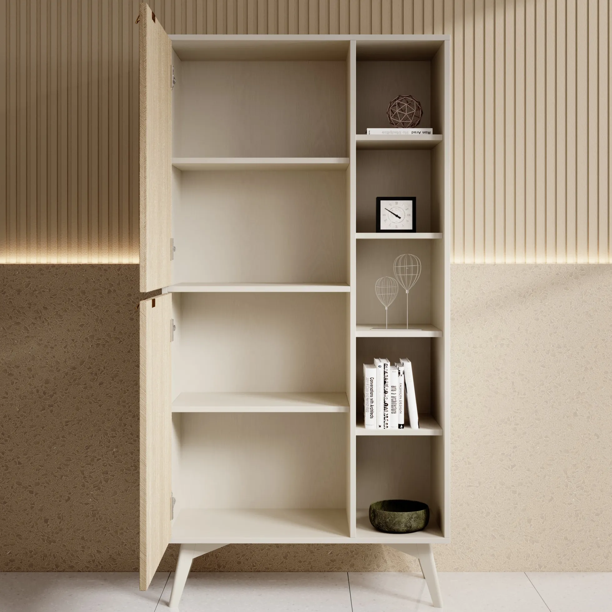 Essence - Boekenkast - Beige/Licht eiken - 80x38x160 cm