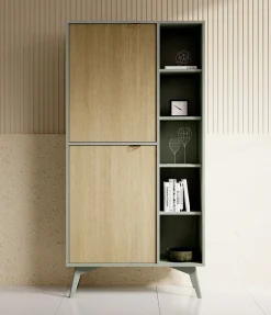 Essence - Boekenkast - Groen/licht eiken - 80x38x160 cm