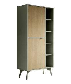 Essence - Boekenkast - Groen/licht eiken - 80x38x160 cm