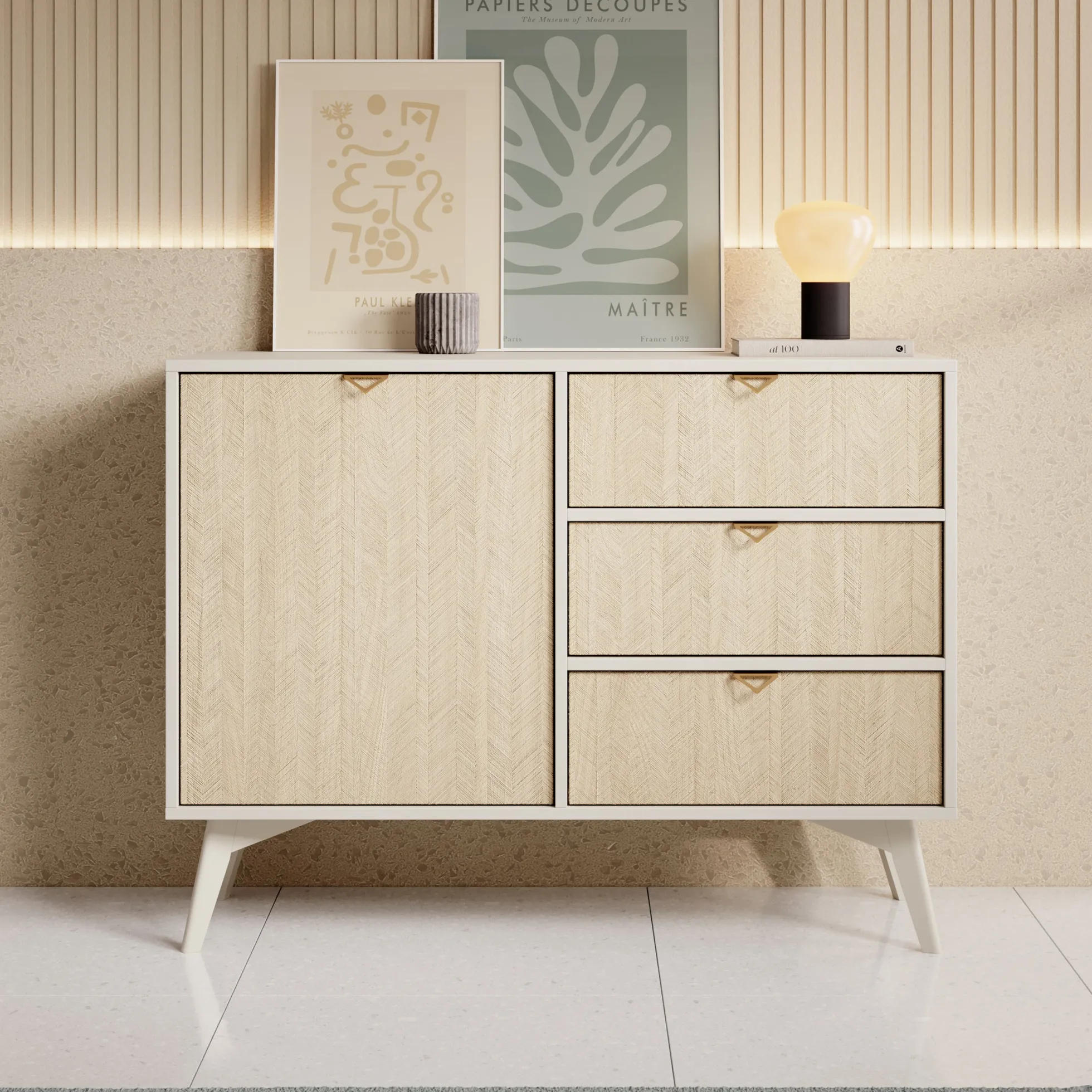Essence - Dressoir - Beige/licht eiken - 106x38x81 cm