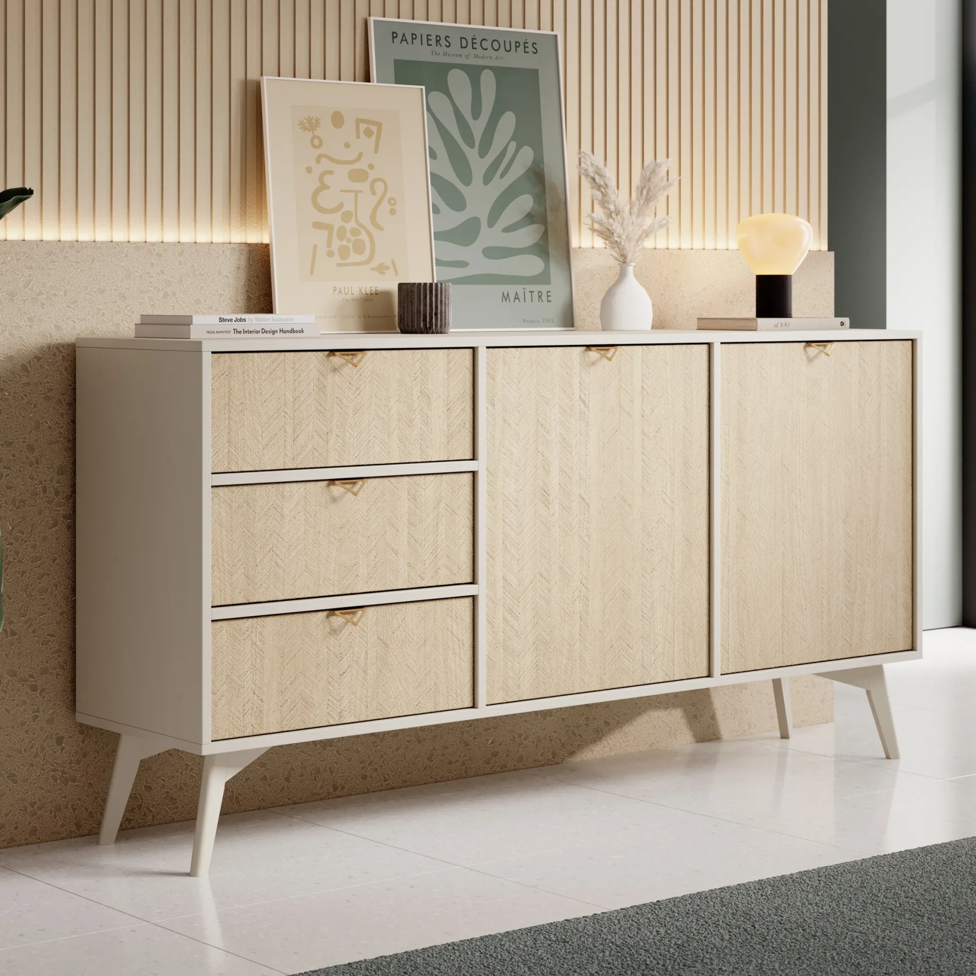 Essence - Dressoir - Beige/licht eiken - 158x38x81 cm