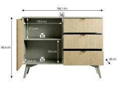 Essence - Dressoir - Groen/licht eiken - 106x38x81 cm