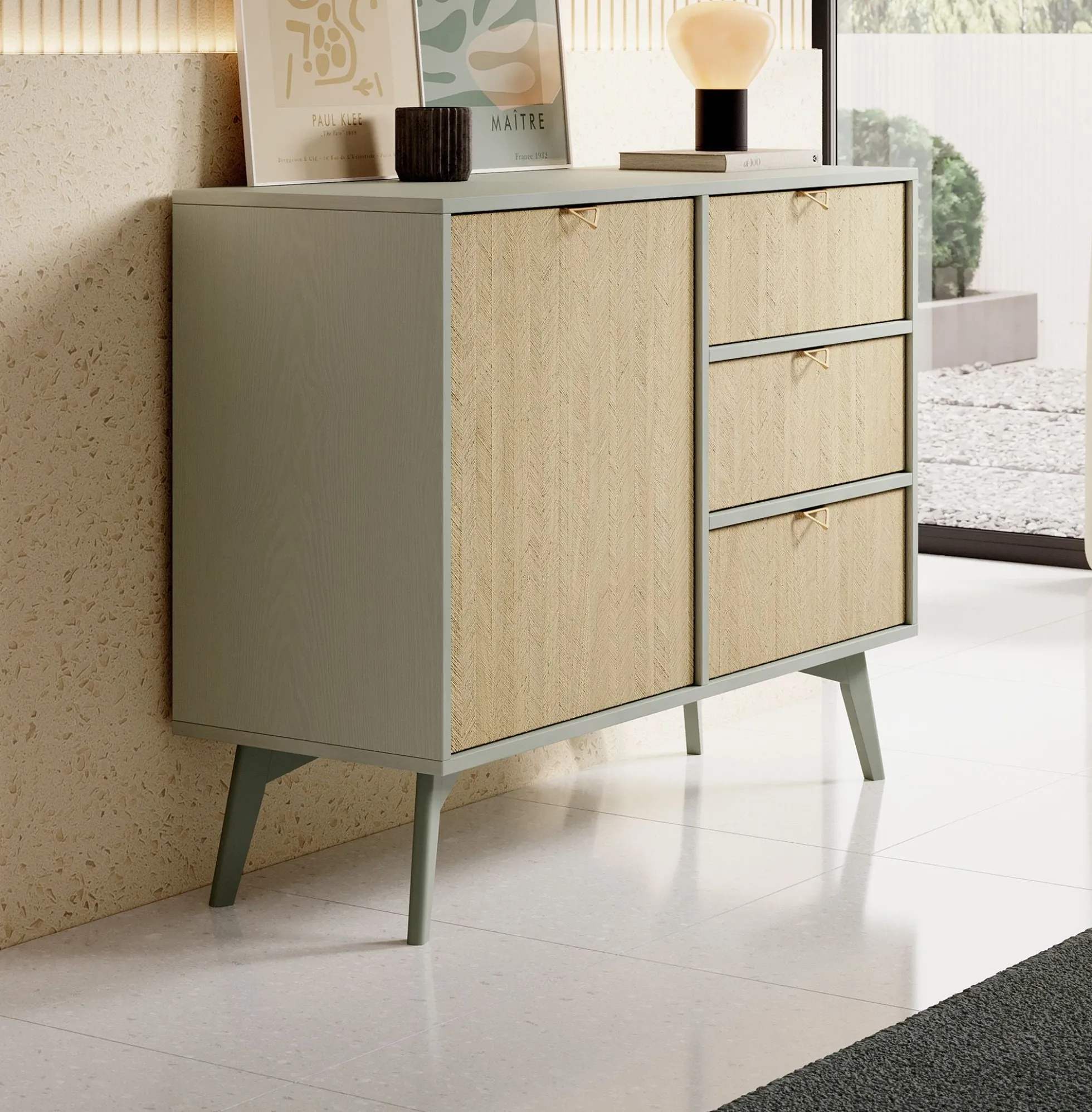Essence - Dressoir - Groen/licht eiken - 106x38x81 cm