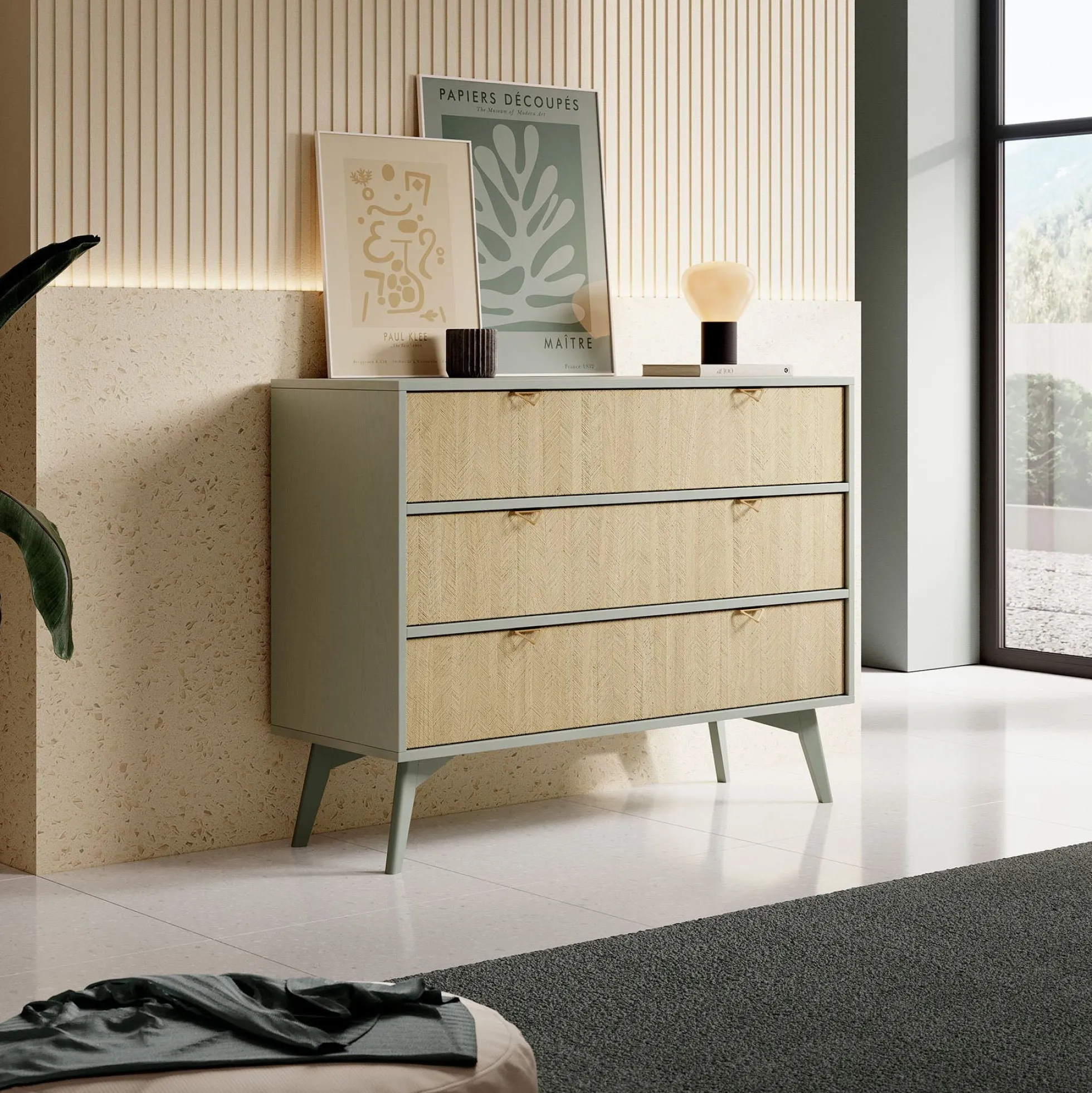 Essence - Ladekast - Groen - Licht eiken - 106x38x81 cm
