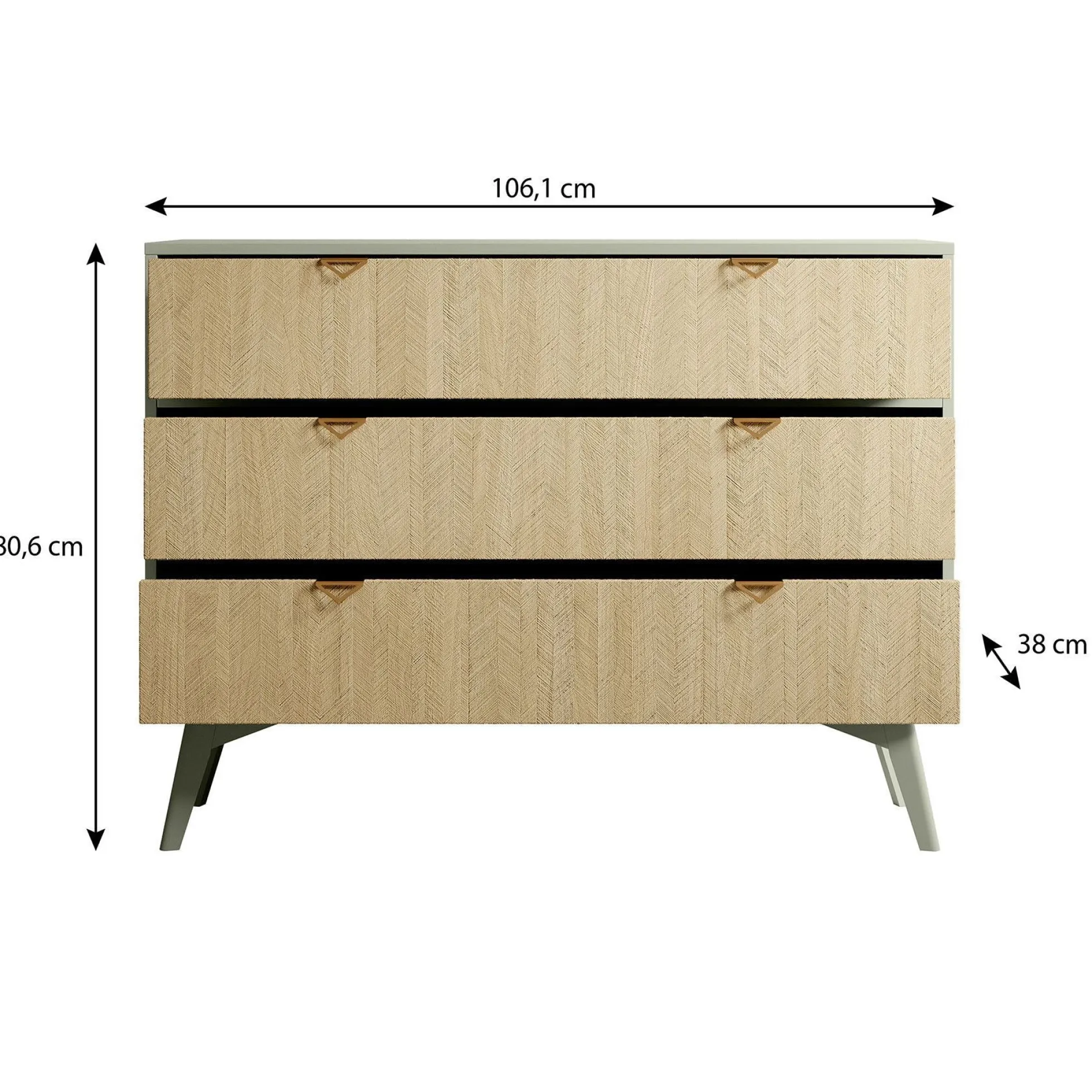 Essence - Ladekast - Groen - Licht eiken - 106x38x81 cm