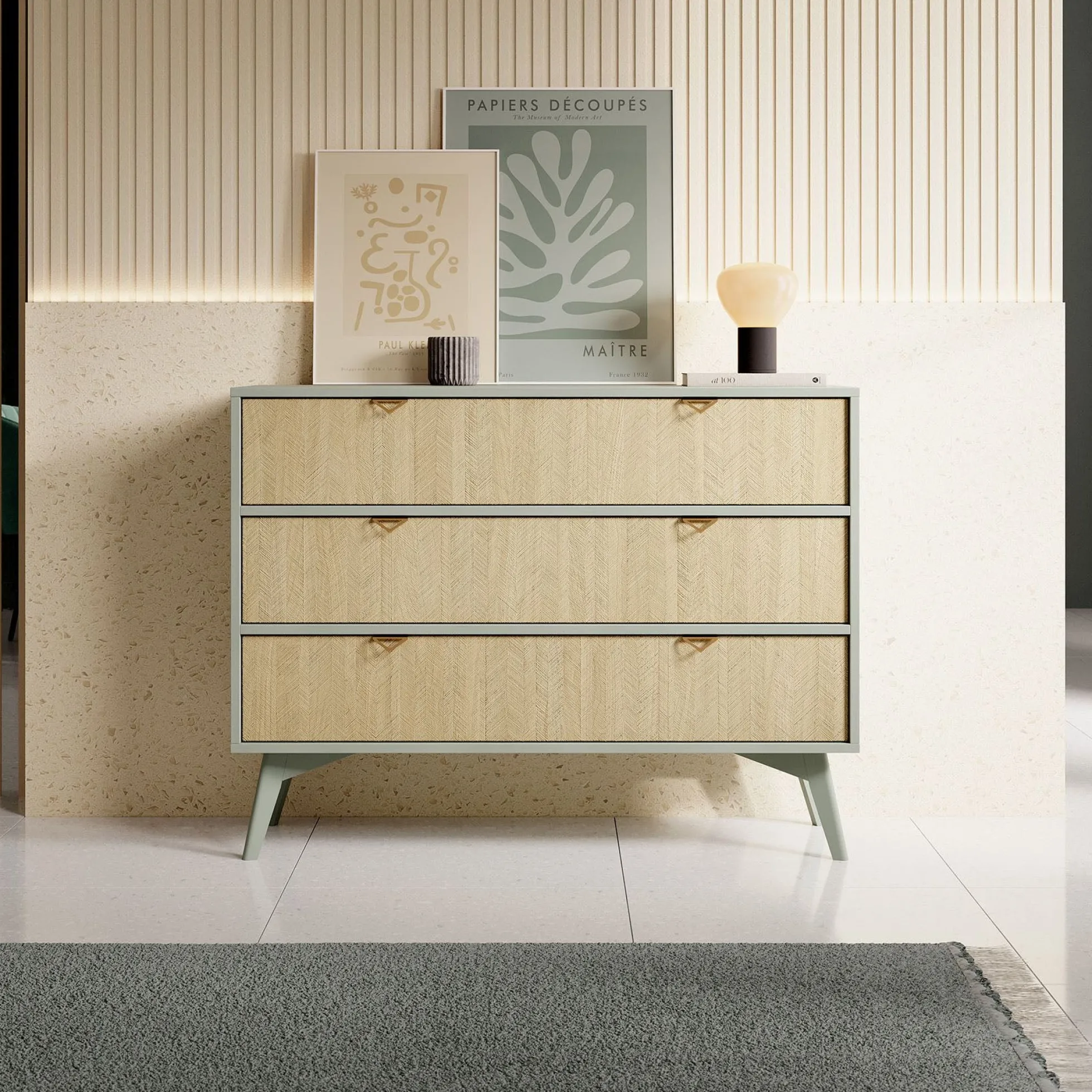 Essence - Ladekast - Groen - Licht eiken - 106x38x81 cm