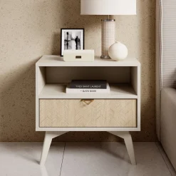 Essence - Nachtkastje - Beige/licht eiken - 54x38x54 cm