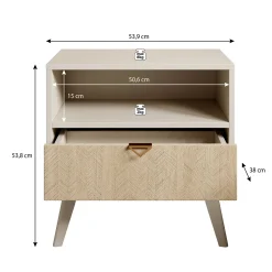 Essence - Nachtkastje - Beige/licht eiken - 54x38x54 cm