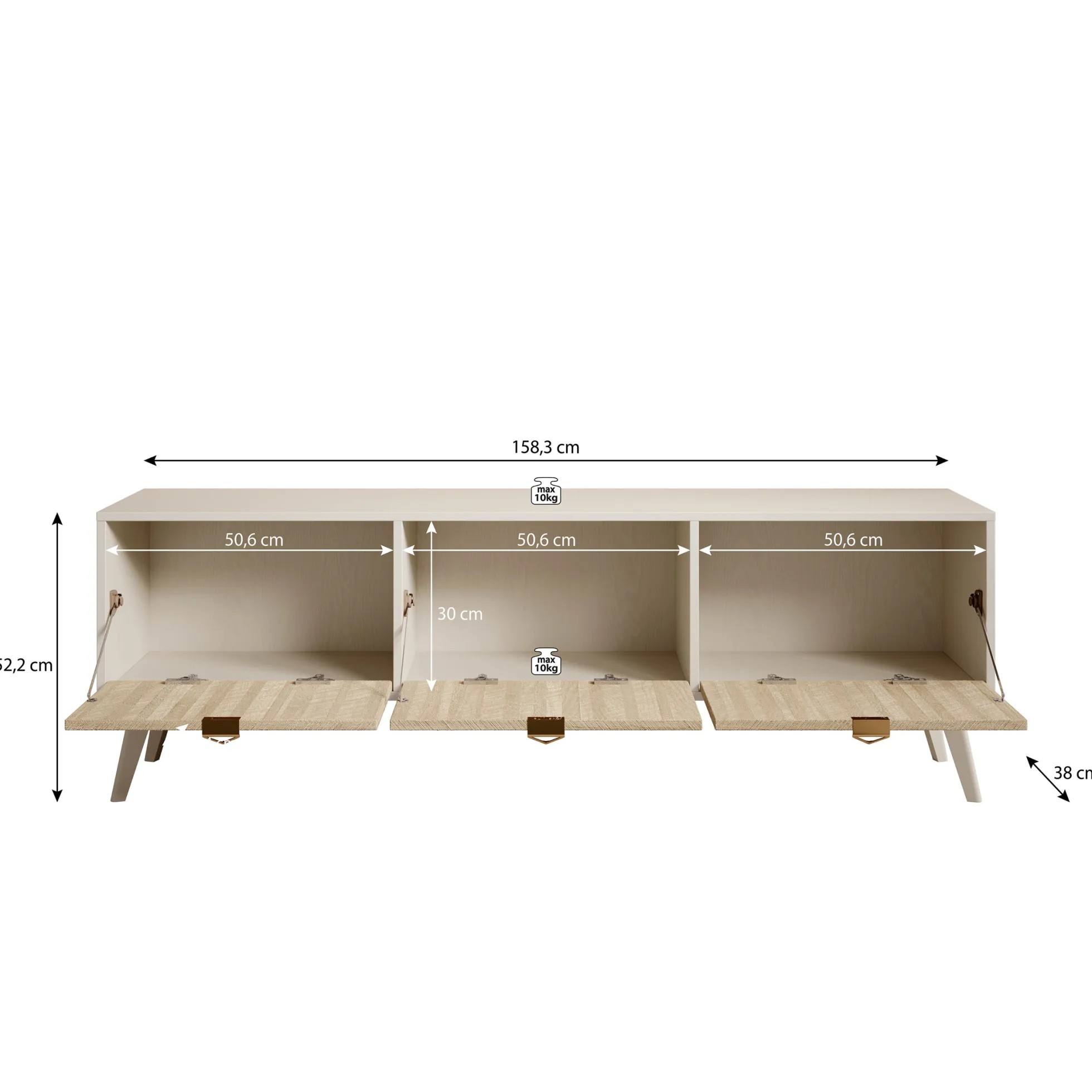 Essence - TV-Meubel - Beige/licht eiken - 158 cm