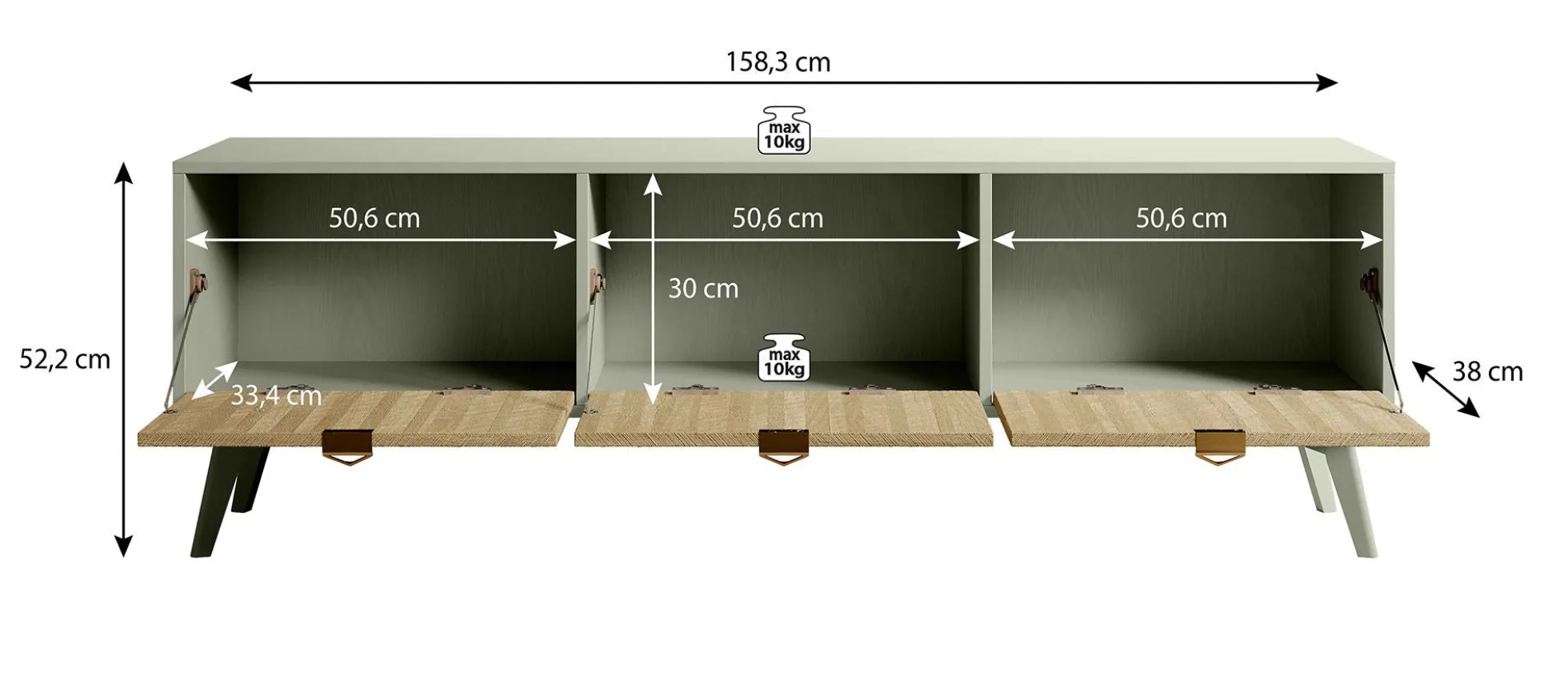 Essence - TV-Meubel - Groen/licht eiken - 158 cm