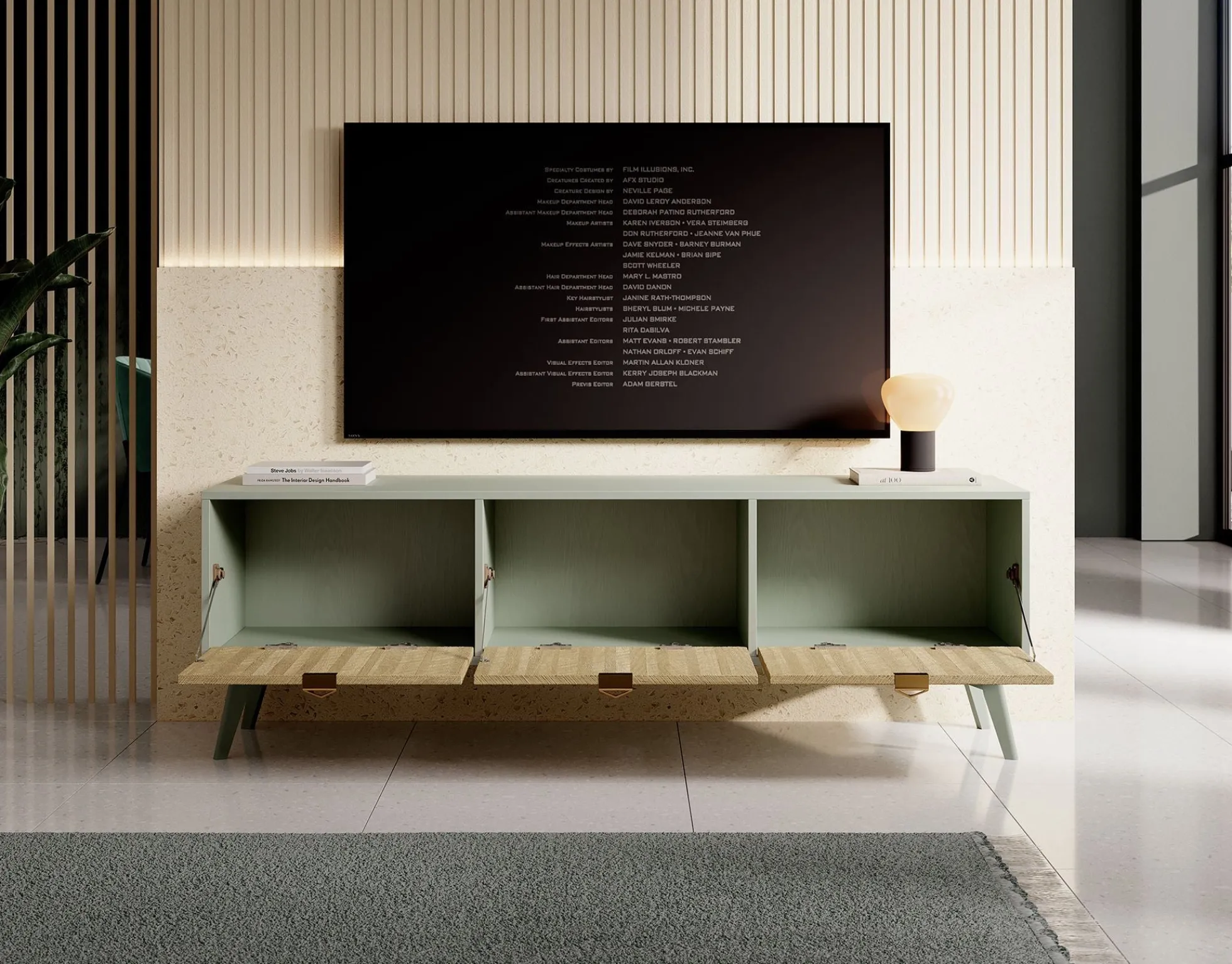 Essence - TV-Meubel - Groen/licht eiken - 158 cm