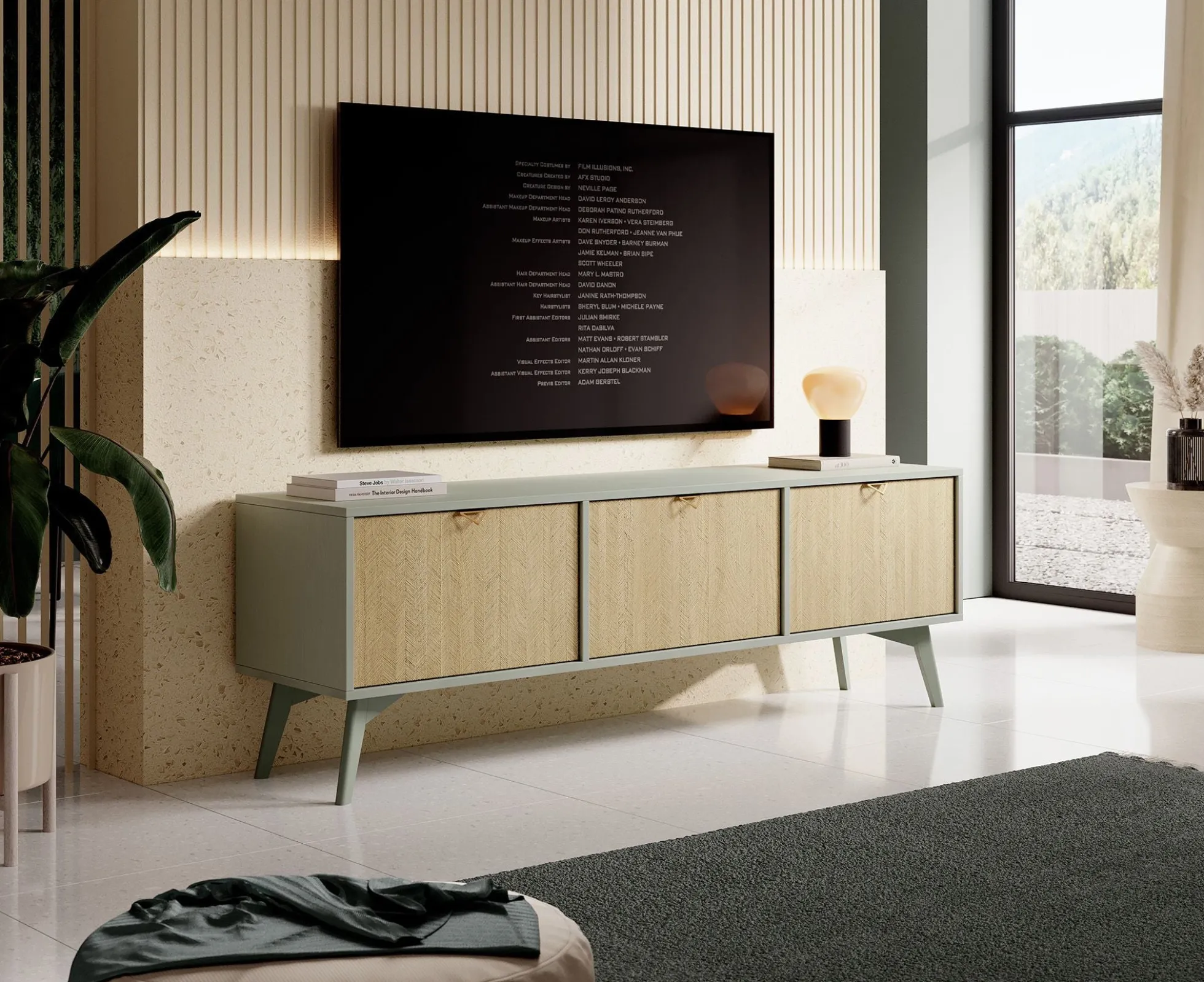 Essence - TV-Meubel - Groen/licht eiken - 158 cm