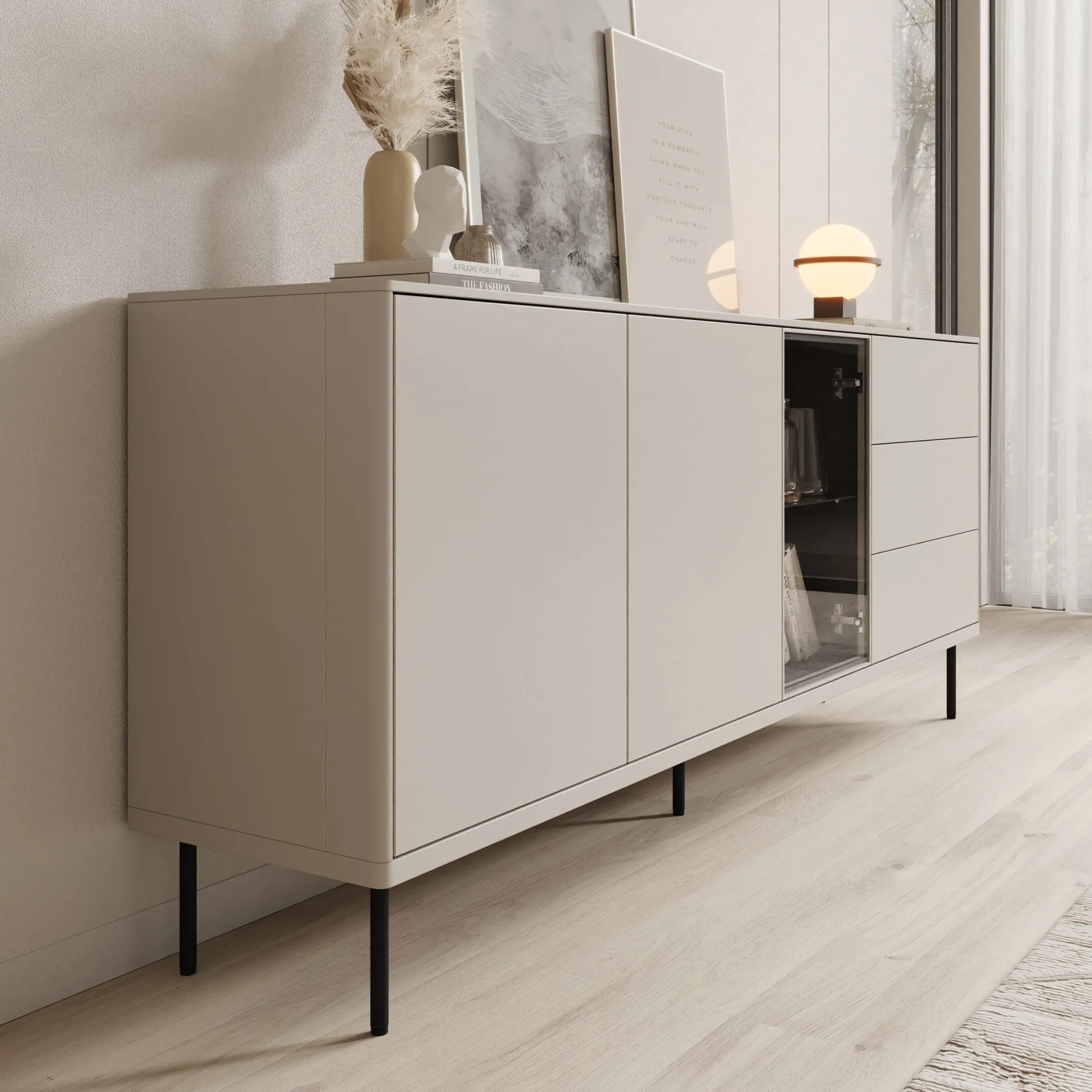 Estrella - Dressoir - Beige - 194x41x83 cm