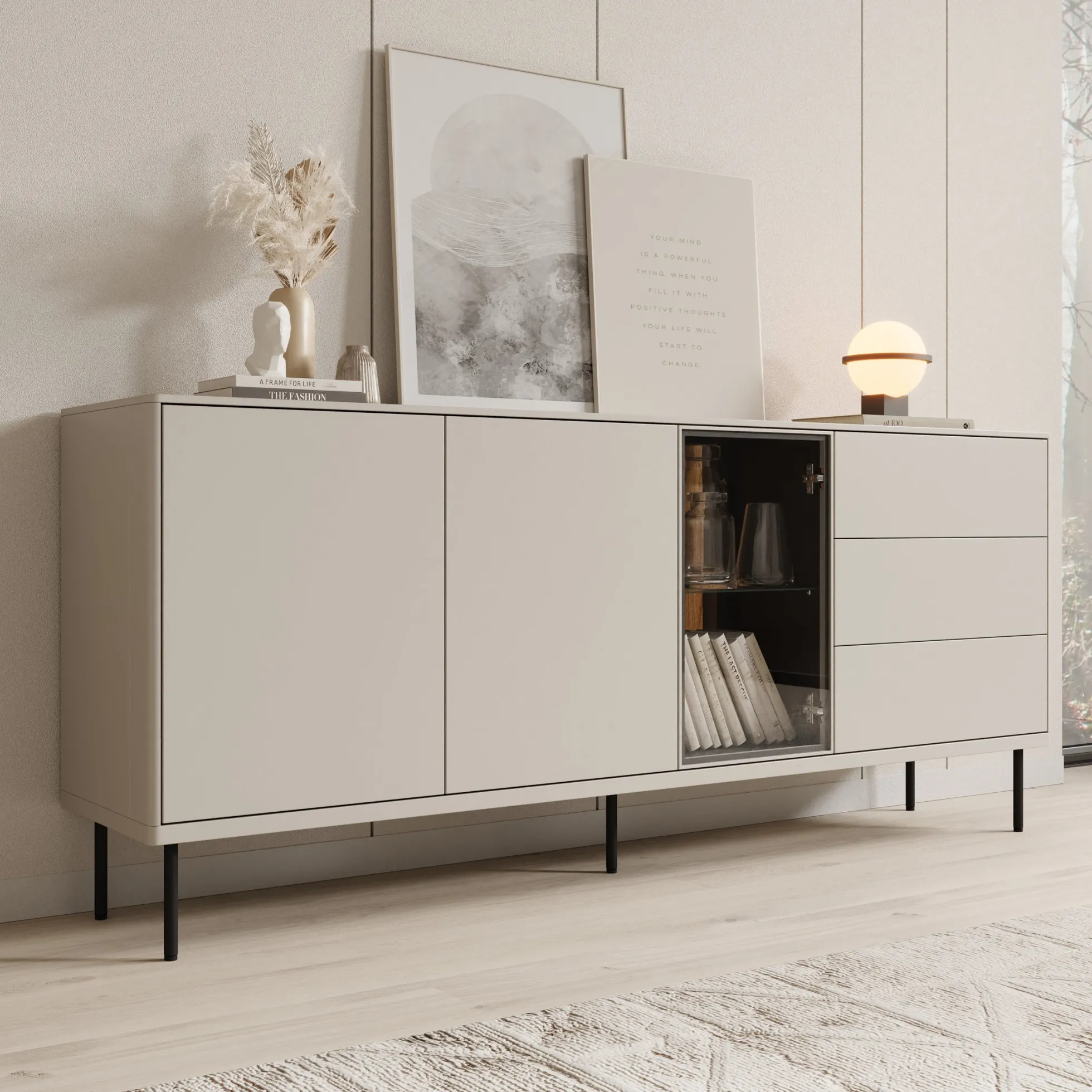Estrella - Dressoir - Beige - 194x41x83 cm
