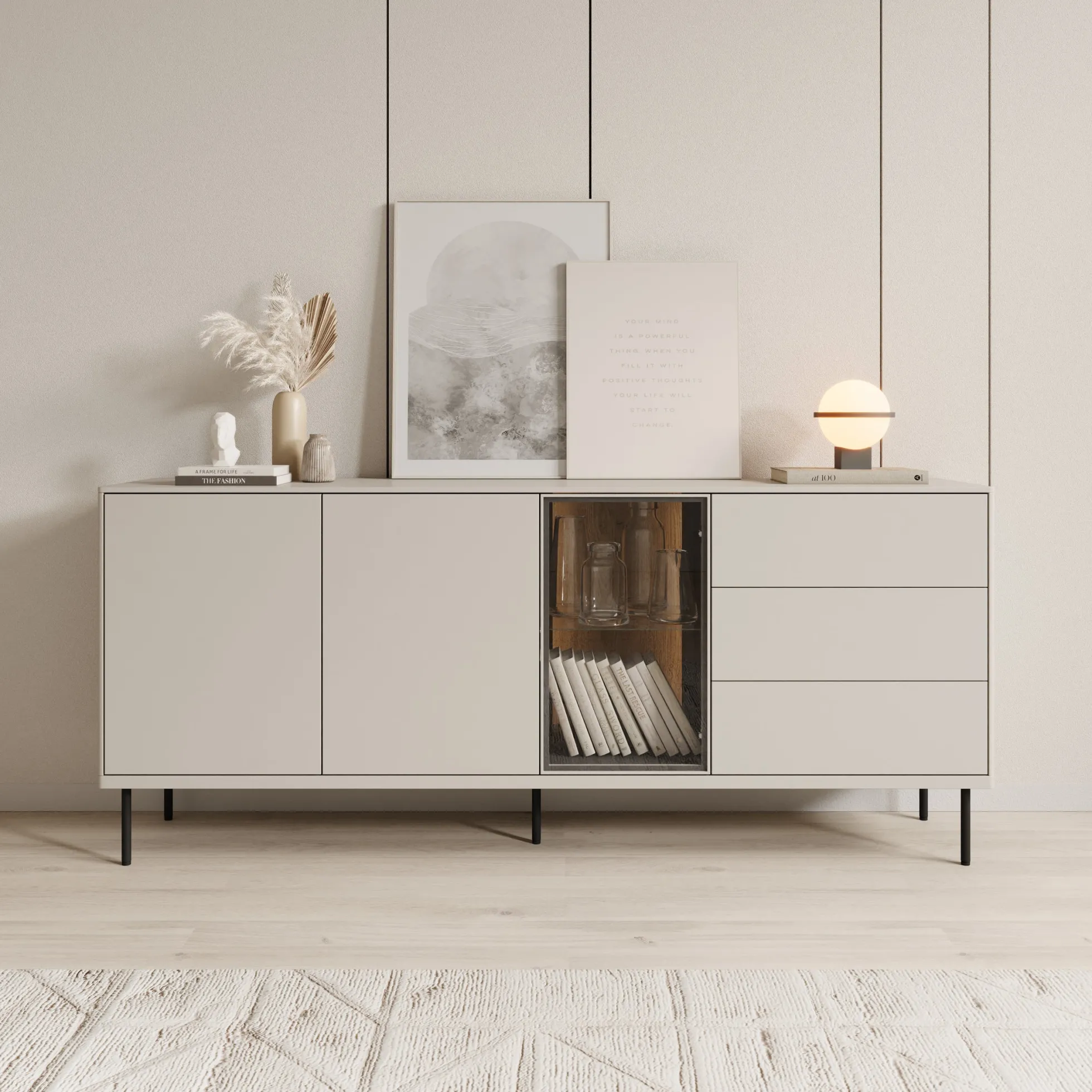 Estrella - Dressoir - Beige - 194x41x83 cm