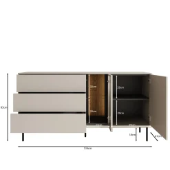 Estrella - Dressoir - Beige - 134x41x83 cm