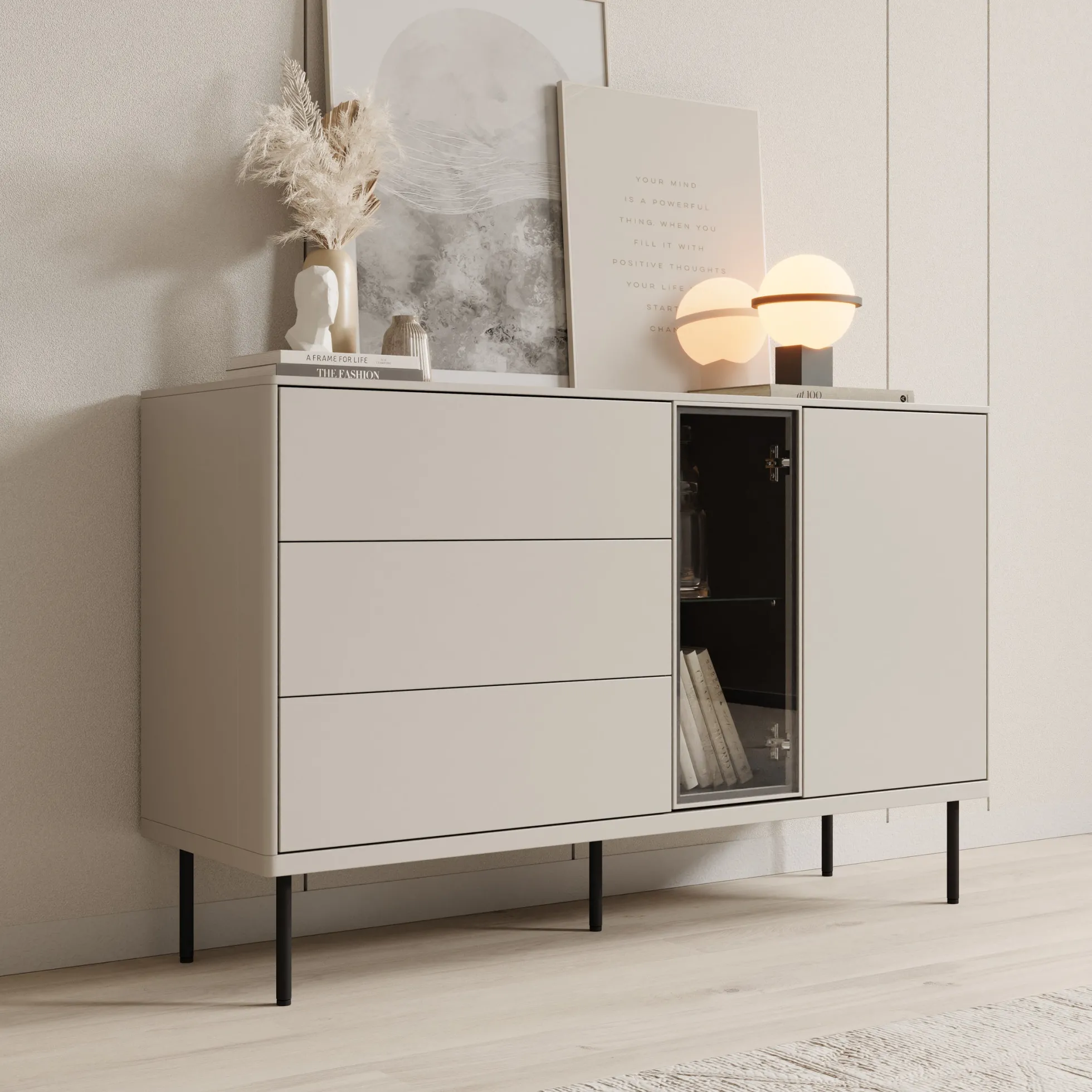 Estrella - Dressoir - Beige - 134x41x83 cm