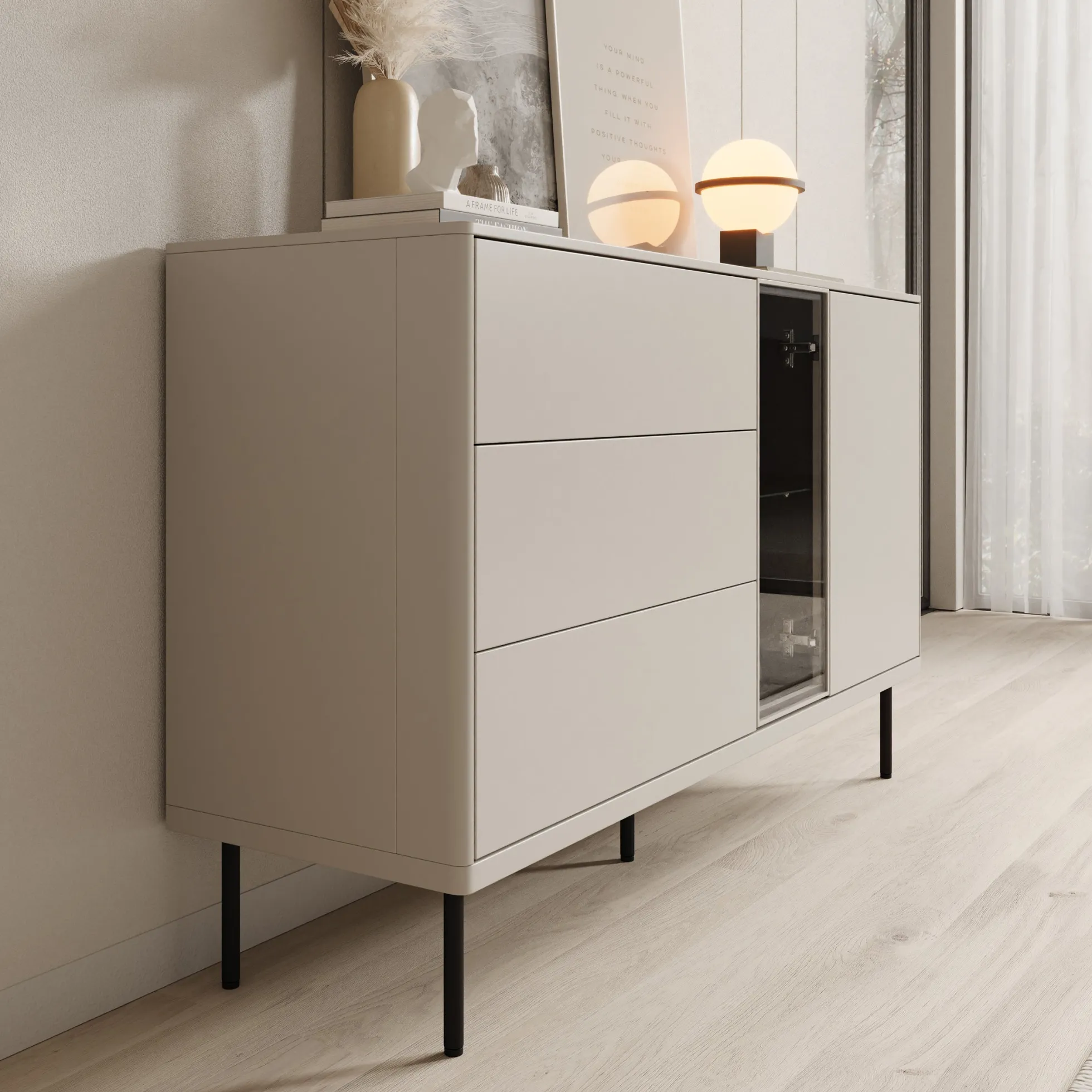 Estrella - Dressoir - Beige - 134x41x83 cm