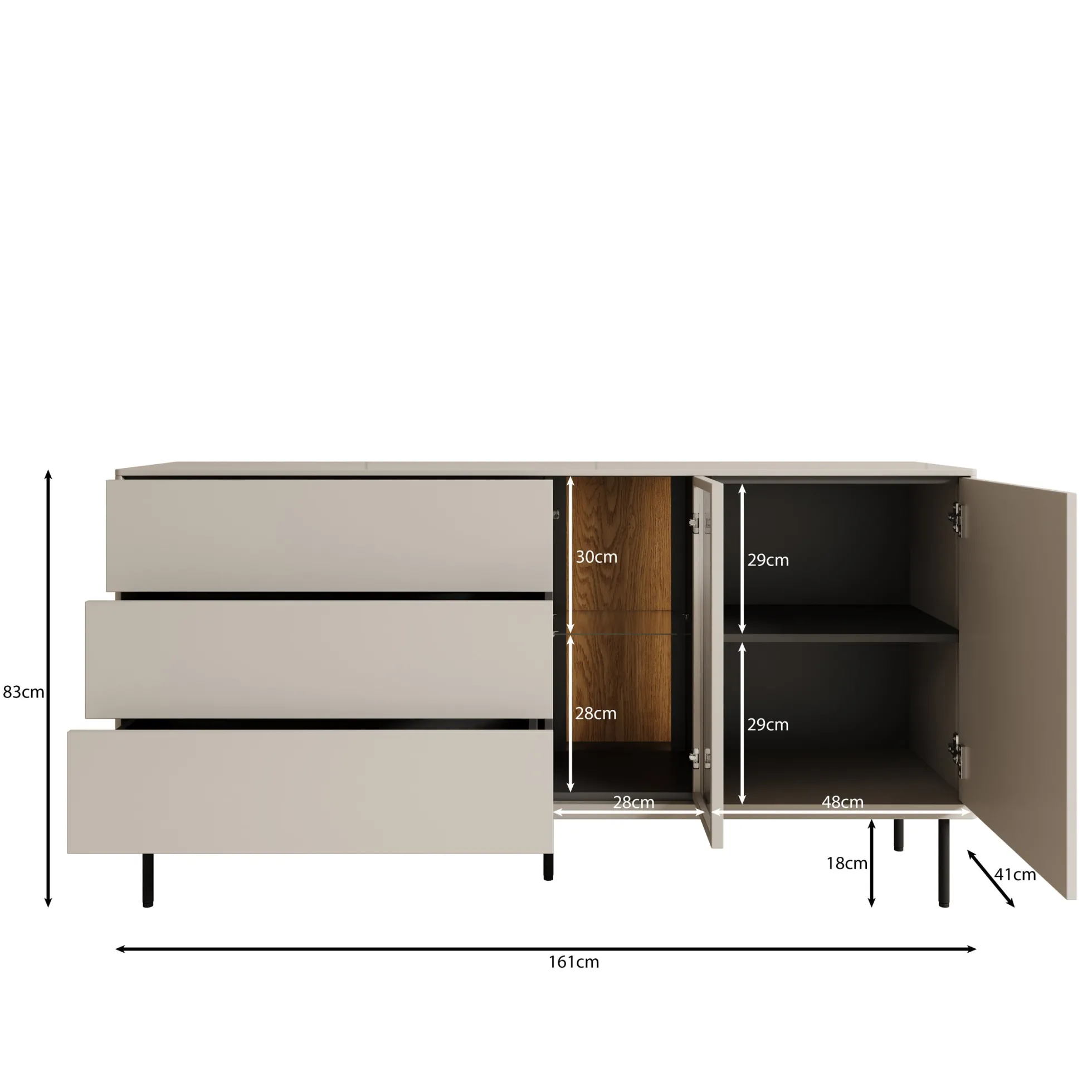 Estrella - Dressoir - Beige - 161x41x83 cm